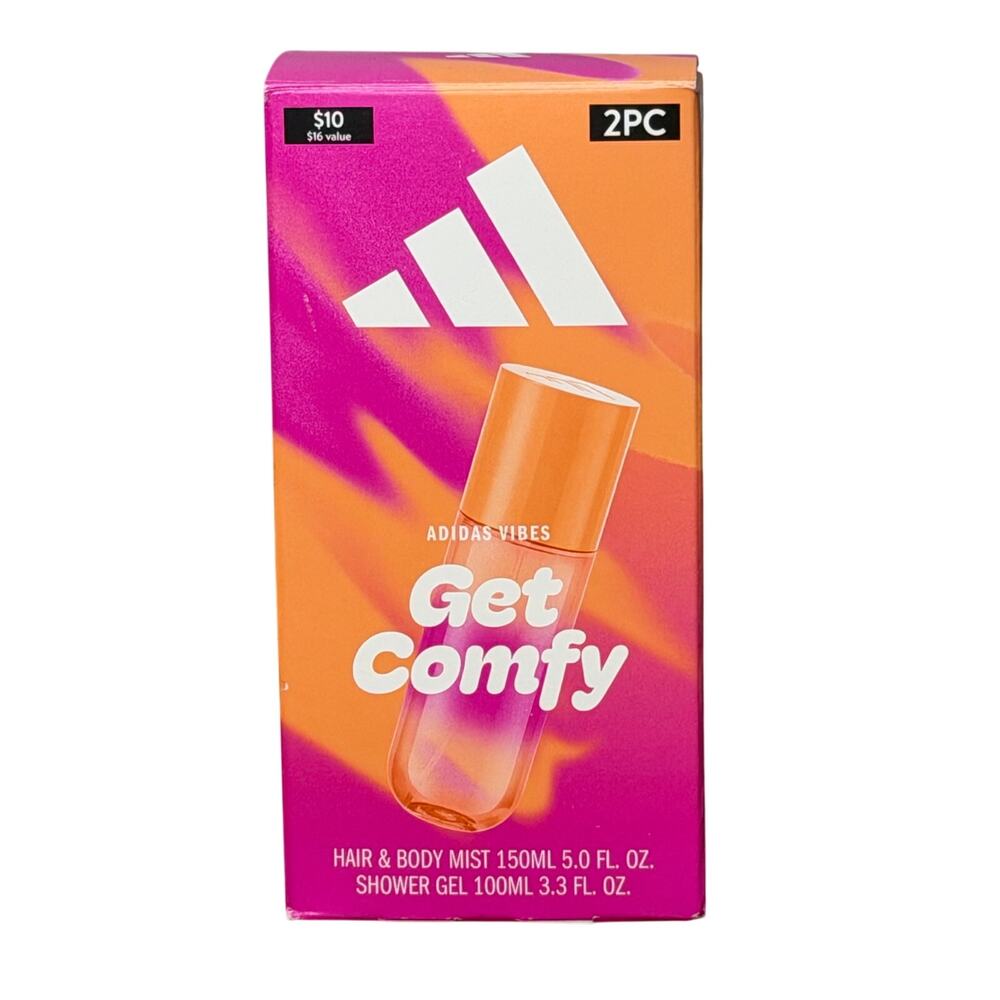 Adidas Vibes Get Comfy 2 Pc Gift Set - Hair & Body Mist 5 oz + Shower Gel 3.3 oz